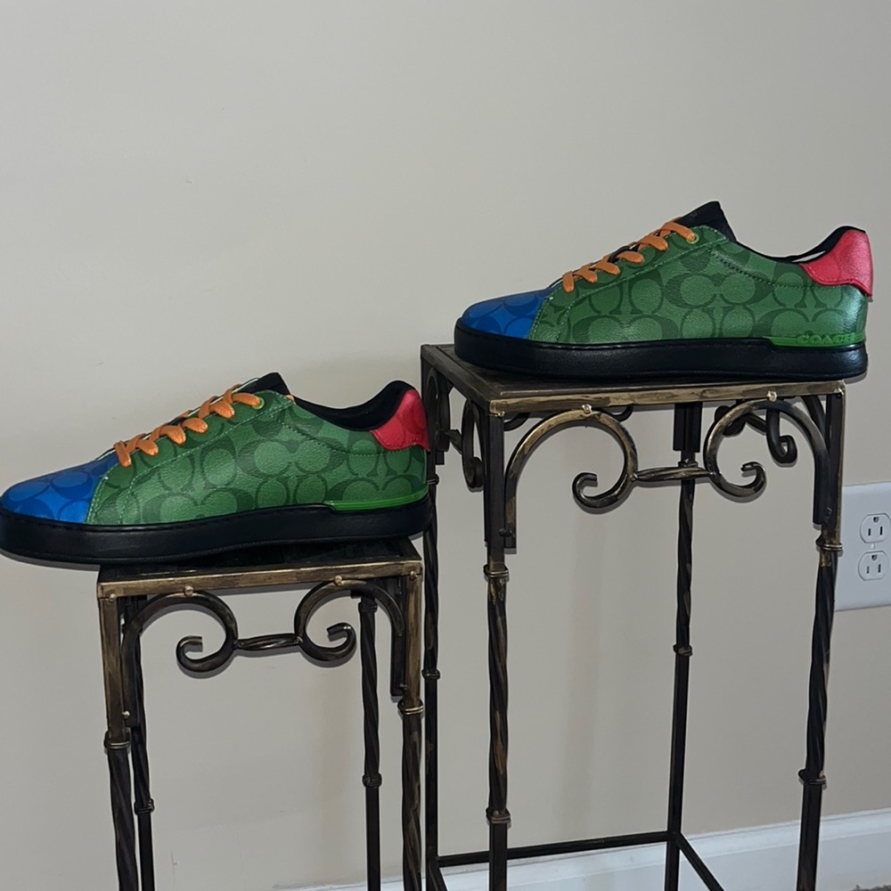 Multi Color Unisex Coach Leather Canvas Sneaker. Size men 8.5 unisex.